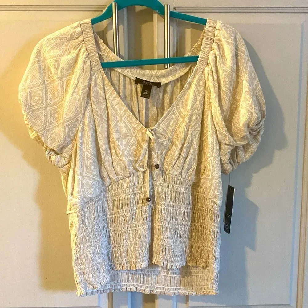BCX smocked top XL NWT